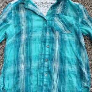 Aeropostale Teal Plaid Button Down Shirt for Girls